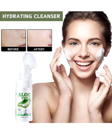 Trendyfave Aloe Vera Gel Foaming Cleanser Face Wash Natural Acne Face Wash Built-In Silicone Cleaning Brush For Acne Prone & Oily Skin Exfoliating Face Wash - Soothe Purify Facial Skin Care - Buy Online on SooperMarket.com
