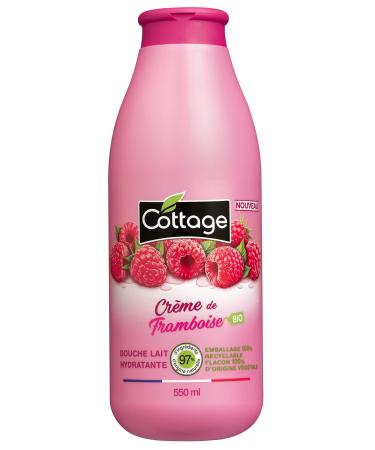 COTTAGE Moisturising Shower Milk - Organic Raspberry Cream - 97% Natural Ingredients - 100% Vegetable Origin - Made in France - 550 ml