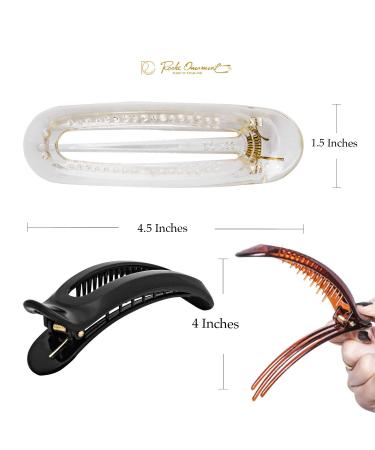 RC Roche Ornament 6 Pcs Womens French Barrette Hair Clips - Firm Grip Beauty Accessory in Clear Brown and Black - Pack of 6 - Buy Online on SooperMarket.com