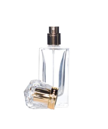 Perfume atomizer empty 50 ml with crystal cap gold