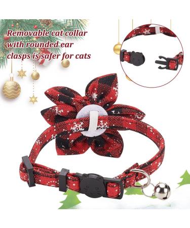 Webeedy Christmas Cat Neckbands - 4 Adjustable Breakaway Collars with Flower & Bell 18-28 cm Holiday Gifts for Cats - Buy Online on SooperMarket.com