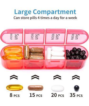 Zoksi Weekly Pill Organizer 4 Times a Day Rainbow Pill Box Organizer 7 Day Am Pm Pill Box Large Travel Pill Case Daily Medication Organizer with 28 Compartments for Fish Oils Clear - Buy Online on SooperMarket.com