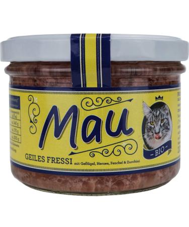 Mau Organic Cat Food Geiles Fressi 2 x 200 g with Poultry Chicken Fennel and Zucchini in Resealable Glass