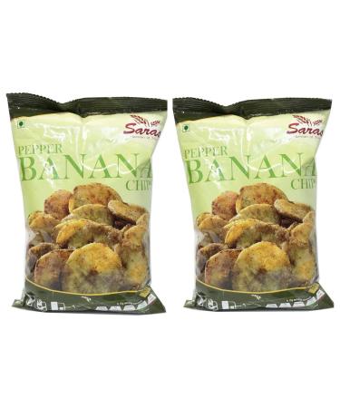 Saras Pepper Banana Chips 200g (Pack of 2) | Spiced to Perfection South Indian Snack | Crispy Delight with Authentic Flavour