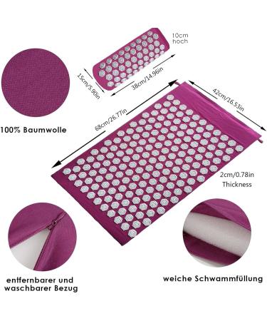 Accupuncher Mat | Portable Pressure Point Mat with Strike | Accupressure Mat and Pillow Set Promotes Relaxation & Strike for Optimal Health and Wellness Purple Two Piece Suit - Buy Online on SooperMarket.com