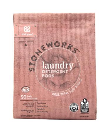 Grab Green Stoneworks Natural Laundry Detergent Powder Pods Rose Petal 50 loads