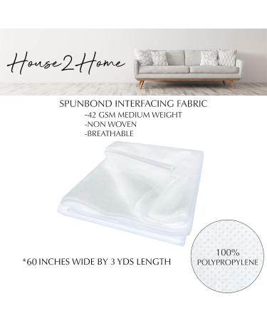 House2Home 60 x 3 Yards Nonwoven Polypropylene Fabric | Medium Weight Sewing Interfacing & Filter Material - Buy Online on SooperMarket.com