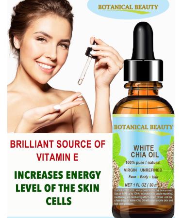 Botanical Beauty White Chia Seed Oil | 100% Pure Natural Virgin Cold-Pressed | 0.5 Fl oz for Face Skin Hair & Nails | Rich in Vitamin E - Buy Online on SooperMarket.com