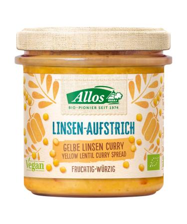 Allos Organic Lentil Spread Yellow Lentil Curry (2 x 140 gr) 140 g (pack of 2)