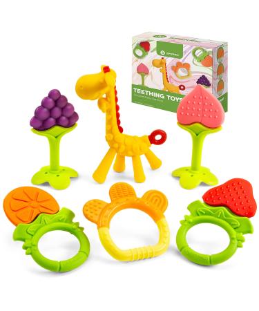 Baby Teething Toys for Newborn Infants (6-Pack) Freezer Safe Infant and Toddler Silicone Teethers Soothe Babies Gums Perfect Baby Gift
