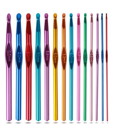 Crochet Hooks Set, Aluminum Handle Knitting Needles for Arthritic Hands, Crochet Needles for Yarn Craft, Nice Gift for Women