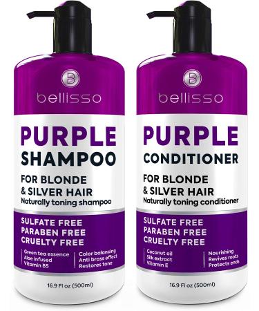 BELLISSO Purple Shampoo, Conditioner & Hair Mask Set - Sulfate-Free Salon Grade Formula for Platinum, Silver & Grey Hair - Hydrating Toner for Shimmer Correction - Buy Online on SooperMarket.com