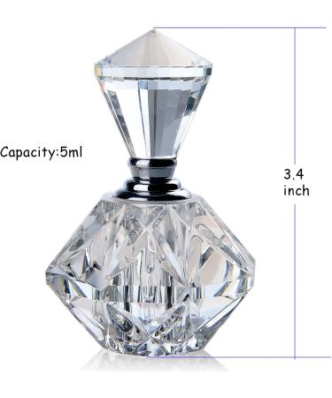 H&D Clear Art Carved Crystal Mini Refillable Perfume Bottle - 5ml (Set of 3) - Elegant Travel Size Fragrance Containers - Perfect Gift Idea - Buy Online on SooperMarket.com
