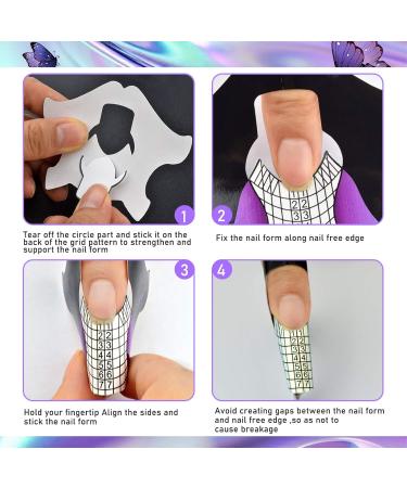 100pcs Reusable Sticky Nail Forms for Builder Gel & Acrylic Nails - Self-Adhesive Sturdy Nail Extension Molds | NTF050 - Buy Online on SooperMarket.com