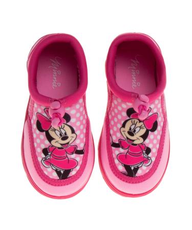 Disney Minnie Mouse Water Shoes - Pool Aqua Socks for Kids- Sandals Princess Bungee Waterproof Beach Slides Sport Character Summer Slip-on Quick Dry (Toddler/Little Kid) 7-8 Toddler Pink