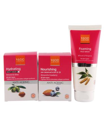 VLCC Anti Aging Night Cream Day Cream and Face Wash Combo
