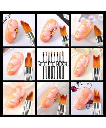 Premium HanyoSheng 8-Piece Nail Art Brush Set - Floral & Gradient Designs for Professional DIY Nail Art - Buy Online on SooperMarket.com