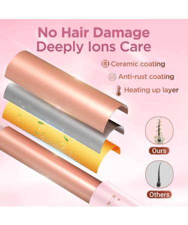 5-in-1 Wand Curling Iron Set - Ceramic Curling Wands & Hair Straightener - Fast Heat with Glove & Clip - Light Pink - International Shipping Available - Buy Online on SooperMarket.com