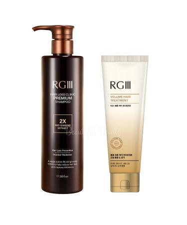 RG3 RGIII RED GINSENG PREMIUM HAIR LOSS PREVENTION SHAMPOO (520ml) + RGIII VOLUME TREATMENT (250ml) set for all gender and age