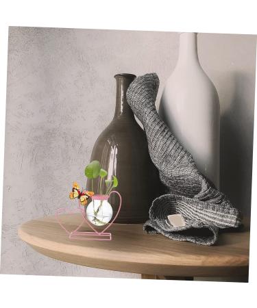 Zerodeko Wrought Iron Hydroponic Flower Pot Plein Air Frames Freesia Greenery Wall Vases for Flowers Green Plant Pot Cactus Plant Terrarium Glass Desktop Office Decorations Pink Pink 20.5X8CM - Buy Online on SooperMarket.com