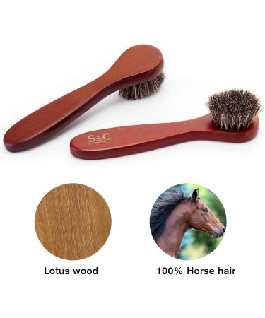 Stone and Clark Horse Hair Shoe Brush - Polish Your Leather to Perfection - Shoe Polish Brush with 100% Horse Hair Bristles & Concaved Beech Wood Handle (Red Dauber Brush (Set of 2)) Original - Buy Online on SooperMarket.com