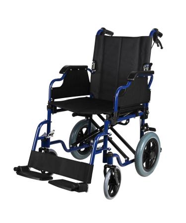 LIVINGbasics Light Weight Transport Wheelchair With Hand Brakes 17.7-Inch Wide Seat Foldable Support Weight Upto 220 Lbs