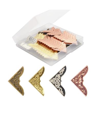 80-PCS Metal Book Corners  Small Book Corner Protector  Iron Corner Decorative for Scrapbook Photo Album Diary Cover Corner Scrapbook Album Menus Folder(Gold  Silver  Rose Gold  Antique Bronze) Gold  Silver  Rose Gold  A...