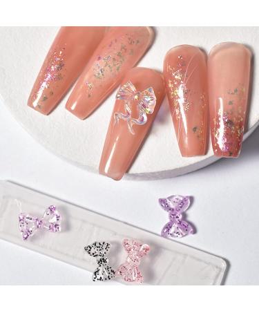 Buy SANWOOD 50Pc 3D Nail Art Bowknot Ornaments | Aurora Shiny Resin Glitter Rhinestones for DIY Manicure - International Shipping Available - Buy Online on SooperMarket.com
