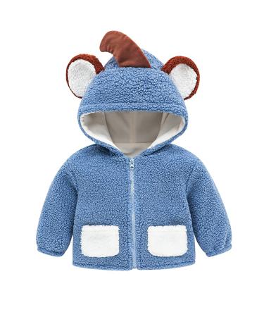 Volunboy Baby Boys Fleece Hooded Jacket Toddler Full Zip Hoodie Coat Cartoon Warm Sherpa Lined Sweatshirt Outerwear 4-5 Years Blue