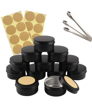 Tianzd 24 pieces empty 80 ml around matt black aluminum screw box cream cans of aluminum tiles doses with screw-top cover 15ml aludose tin tin cans for cosmetics candle ointments with 3x spoon 24x etiquette black 80ml