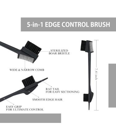 Hair Wax Stick Pomade Tamer Stick for Baby Hair Smoothing Flyaways Taming Frizz Women Styling Cream Gel Slick Back Long Lasting Hair Glue Wigs Bed Head Waxes 5 In 1 Edge Control Brush - Black - Buy Online on SooperMarket.com