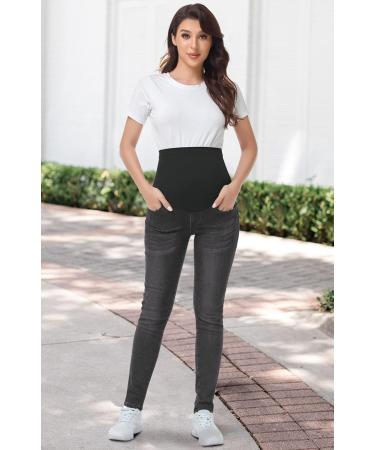 PACBREEZE Women's Maternity Jeans Over The Belly | High Waist Denim Skinny Pants | Wash Black XL - Buy Online on SooperMarket.com