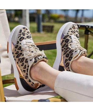 OrthoComfoot Women's Walking Shoes - Arch Support Fashion Sneakers for Plantar Fasciitis Relief - Size 9.5-10 W2 Leopard - Buy Online on SooperMarket.com