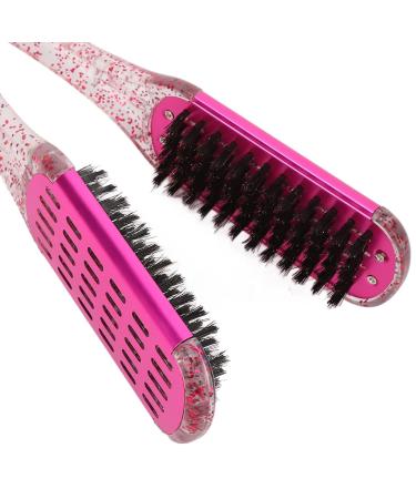 Buy Hair Straightening Splint Comb for Women | Double-Sided Clamp Brush | High-Temperature Resistant Tool for Home Salon | Rose Red Color - Buy Online on SooperMarket.com