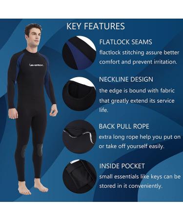 Lemorecn Men's Wetsuit Neoprene Full Body Diving Suit 3/2mm and 5/4mm - Black+Blue, Large | 16 Sizes Available - Buy Online on SooperMarket.com