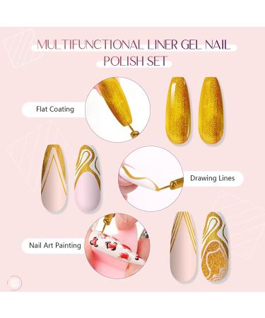 Saviland Gold Liner Nail Art Gel Polish - Soak Off U V LED French Manicure Starter Gel for Swirl Nails - DIY Nail Salon 1 Color Liner Gel - Buy Online on SooperMarket.com