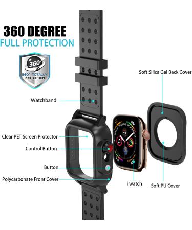 Realproof Waterproof Apple Watch Case 44MM Series 6 | SE | 5 | 4 with 3PCS Premium Soft Silicone Band  Dropproof Shockproof Impact Resistant Rugged Protective iWatch Case Bulit-in Screen Protector - Buy Online on SooperMarket.com