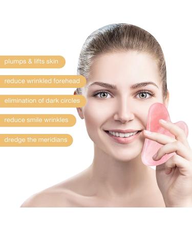 COOESS Gua Sha Tool - Natural Rose Quartz Facial Massage Tool for Eyes Neck & Body | Genuine Jade Stone Gua Sha for Radiant Skin - Buy Online on SooperMarket.com