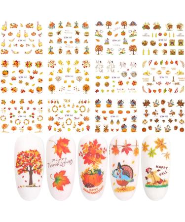 Thanksgiving DecorationsFall Nail Stickers Autumn Maple Leaves Pumpkin Turkey Nail Art Stickers Thanksgiving Themed Water Transfer Nail Decorations - Buy Online on SooperMarket.com