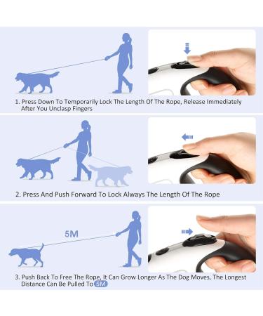 Buy Cemeow 5m Extendable Dog Leash with Flashlight & Safety Brake | Ergonomic Design for All Dog Sizes - Buy Online on SooperMarket.com