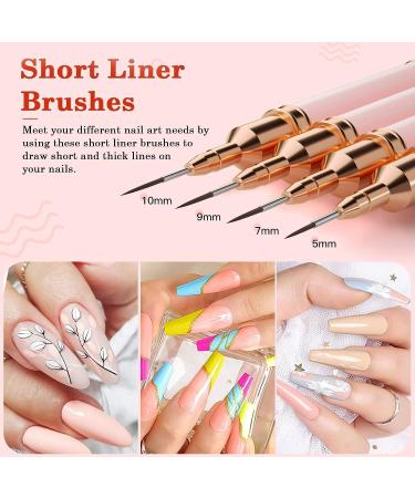 Nail Art Brushes Set - 5PCS Double-Ended Liner Striping Design Brushes for Fine Drawing and Details in Sizes 5/7/9/10/11/15/20/22/25/30 - Light Pink - Buy Online on SooperMarket.com