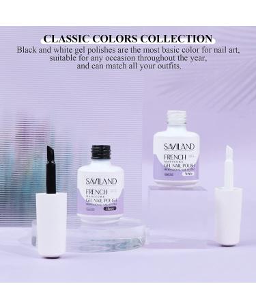 Saviland 2PCS French Gel Nail Polish Set - 15ML Black and White Soak Off Gel Polish Kit for French Manicure at Home or Salon - Buy Online on SooperMarket.com