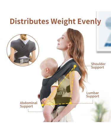MOMTORY Newborn Baby Carrier | Cozy Wrap with Hook&Loop | Adjustable & Soft Fabric | Deep Grey - Buy Online on SooperMarket.com