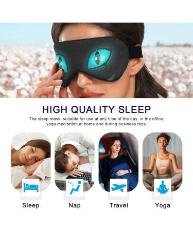 Haskirky Light Blocking Eye Mask - Adjustable Men and Women Travel, Yoga, Meditation - Black Cat Eyes Design for Office Deep Sleep Comfort - Buy Online on SooperMarket.com