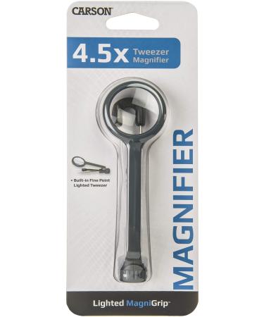 Carson Lighted MagniGrip 4.5x Magnifying Glass with Precision Tweezers and LED (MG-88) Lighted MagniGrip (MG-88)