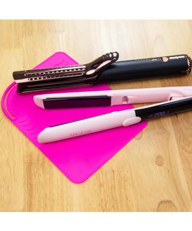 Angelil Heat-Resistant Mat for Curls & Styling - 23cm x 17cm Pink Silicone Surface for Hot Hair Tools - Buy Online on SooperMarket.com