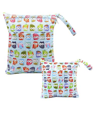 Egurs diaper bag for on the go Wetbag 1 piece large + 1 piece medium owl
