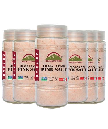 Himalayan Chef Himalayan Salt, Fine Glass Shaker - 6 Pcs, Pink, Glass Shaker (105 oz), 1.1 Pound (Pack of 6) Glass Shaker 1.1 Pound (Pack of 6)