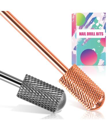 Nail Drill Bits 2PCS Safety Bits for Nail Drill Tungsten Carbide Bits 3/32" Electric Drill Bits Set for Acrylic Gel Nails Large Barrel Fine Nail Bits for Salon Experienced Fine-F