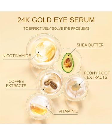 24K Gold Eye Serum Niacinamide Serum Anti Ageing Eye Serum Eye Serum For Dark Circles Puffy Eyes Bags Under Eyes Puffiness & Crows Feet Saggy Skin Anti Wrinkle Caffeine Eye Cream Brightening Serum - Buy Online on SooperMarket.com